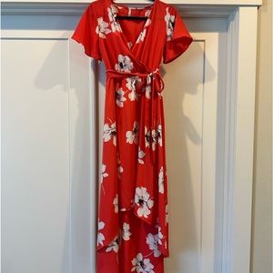 NWOT floral wrap front dress size S